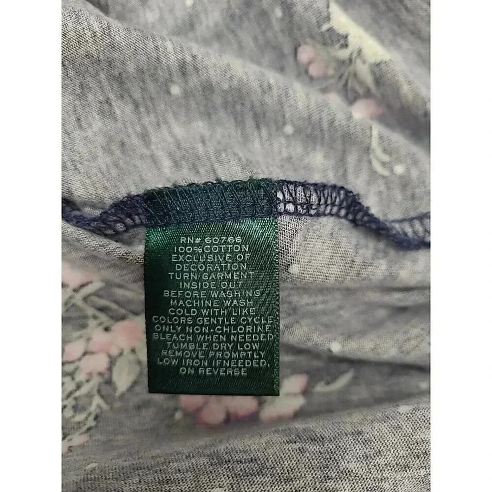 Lauren Ralph Lauren Sleep Shirt Women's Size Medium Blue and Pink Floral - Picture 7 of 8